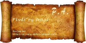Piváry Antal névjegykártya